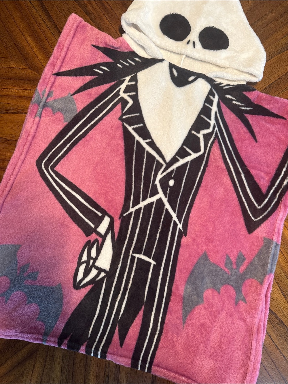 Nightmare Before Christmas Jack Skellington Hooded Kids Fleece Poncho Robe